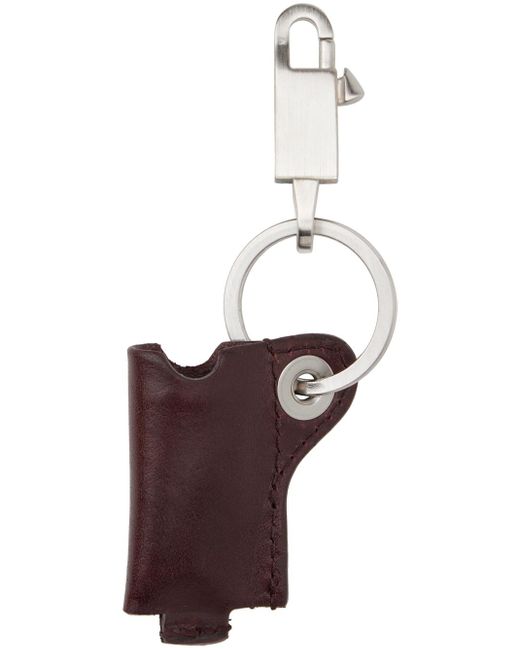 Rick Owens Multicolor Burgundy Mini Lighter Holder Keychain for men