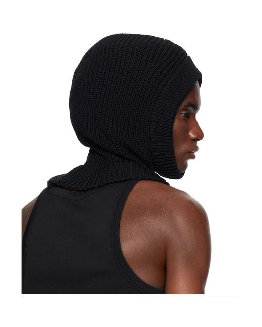 Lemaire Black Worsted Wool Balaclava for men