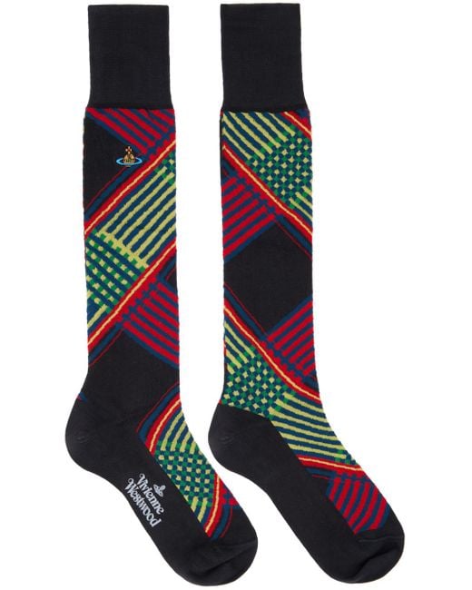 Chaussettes hauteur genou noires à motif tartan combat Vivienne Westwood en coloris Multicolor