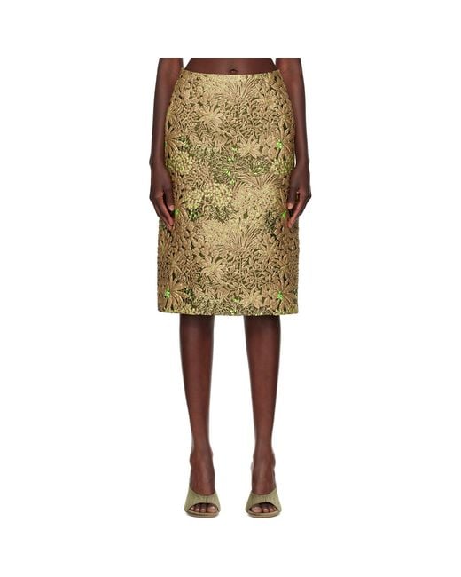 Dries Van Noten Natural Gobelin Midi Skirt