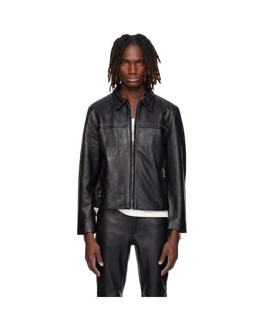 Ernest W. Baker Black Studded Leather Jacket for men