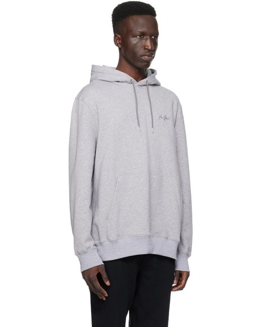 Paul Smith Black Gray Embroidered Hoodie for men