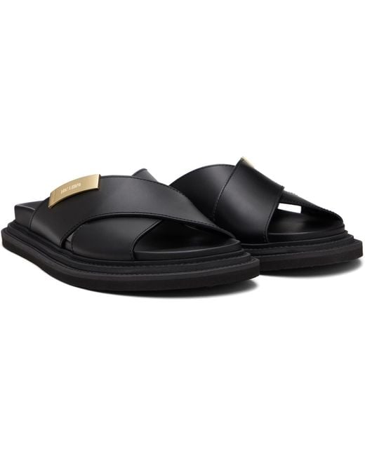 Moschino Black Logo Plaque Sandals for men