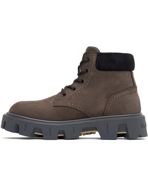 Moncler Black Peak City Nubuck & Suede Lace-Up Boots for men
