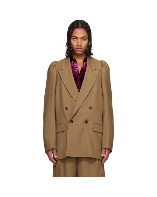Dries Van Noten Brown Wool Twill Blazer for men