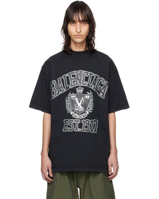 Balenciaga Black Diy College T-shirt for men