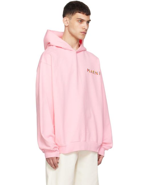 Marni Pink Printed Hoodie for men