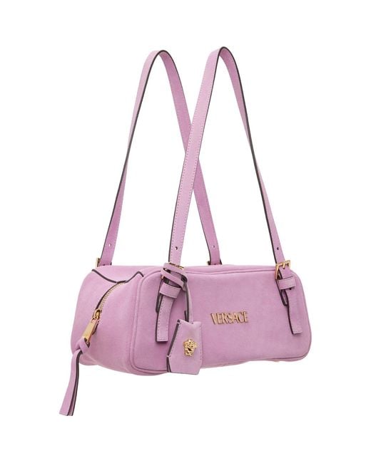 Versace Purple Tag' Suede Bowling Bag