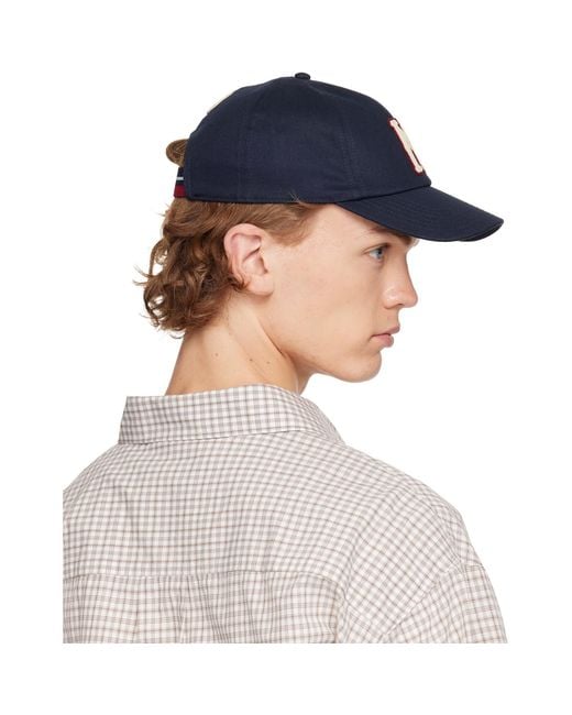 Moncler Blue Cotton Gabardine Baseball Cap for men
