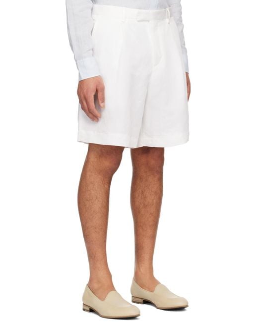 Lardini White Pleated Shorts for men