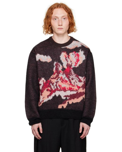 Wooyoungmi Red Black Volcano Sweater for men