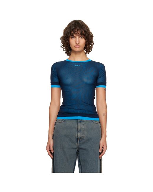 Off-White c/o Virgil Abloh Blue Mesh Double Layer Crew T-Shirt