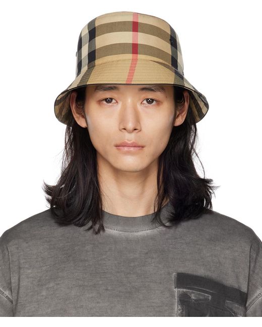 Burberry Brown exaggerated Check Bucket Hat for men