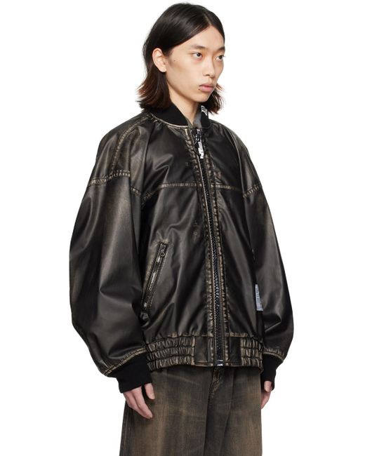 Maison Mihara Yasuhiro Black Miharayasuhiro Big Zip Faux-leather Jacket for men