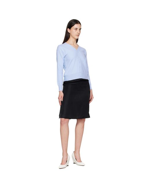 MM6 by Maison Margiela Black Satin Midi Skirt