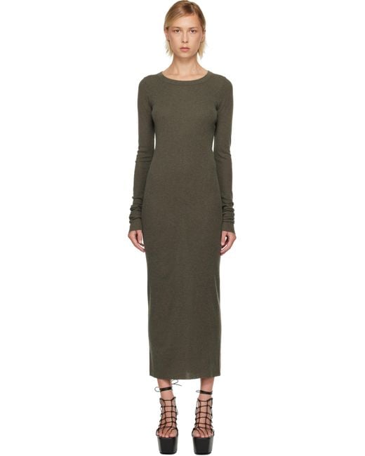 Rick Owens カーキ Concordians Rib Ls ミディアムワンピース Black