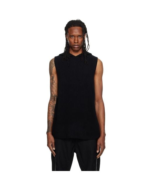 Rick Owens Black Tower Tank Hoodie for men