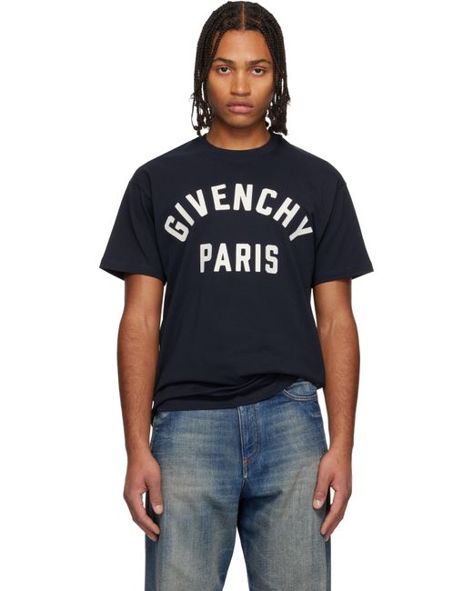 Givenchy Black Paris' Embroidery T-Shirt for men