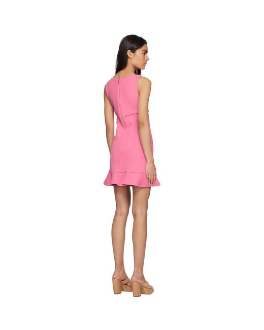 MSGM Red Pink Ruffled Edge Mini Dress