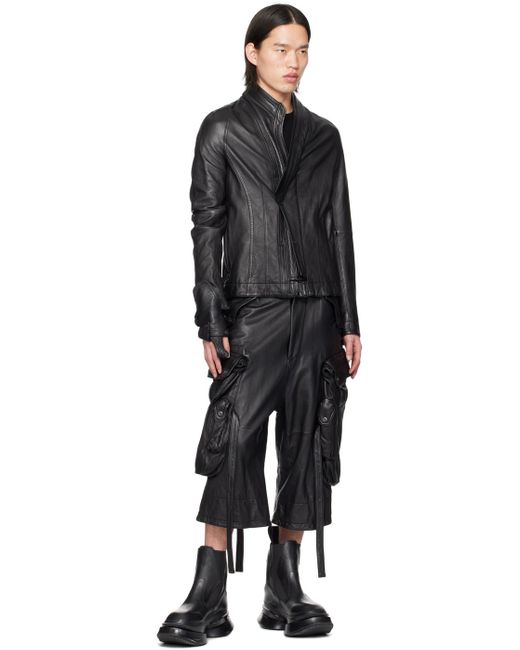 Julius Black Dimensional Leather Jacket for men