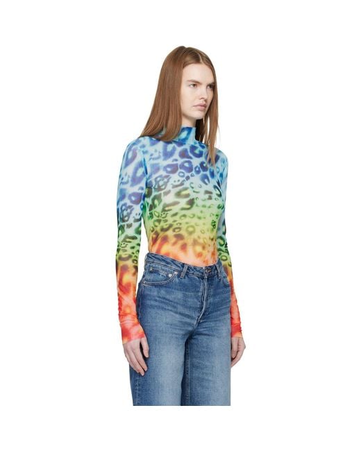 Casablanca Blue Long Sleeve Printed Mesh T-Shirt