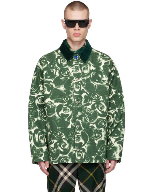 Blouson vert à motif de roses Burberry pour homme en coloris Green