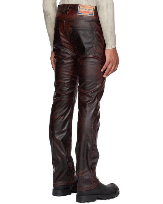 Pantalon p-revol bourgogne en cuir snthétique DIESEL pour homme en coloris Black