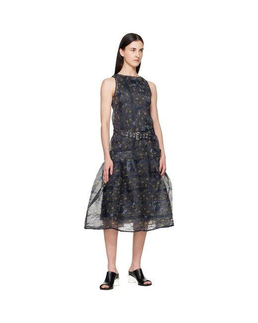 Ganni Black Shibori Organza Midi Dress