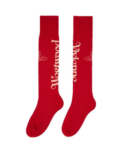 Vivienne Westwood Red Half Logo High Socks