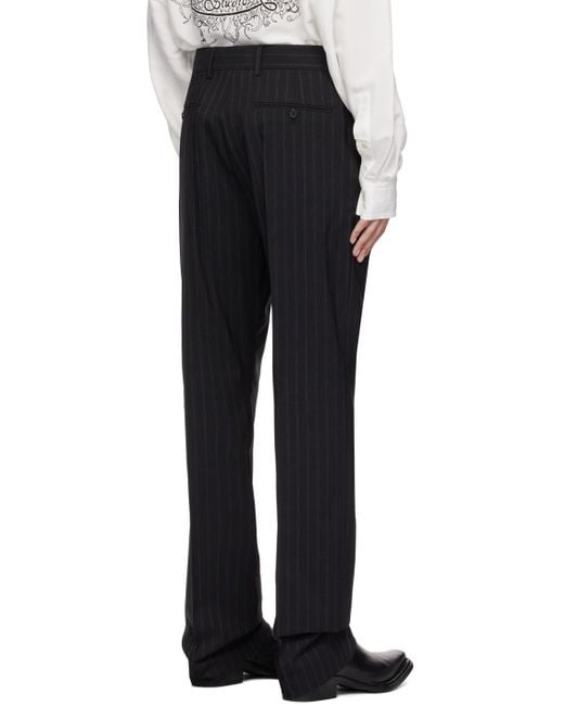 Acne Black Stripe Trousers for men