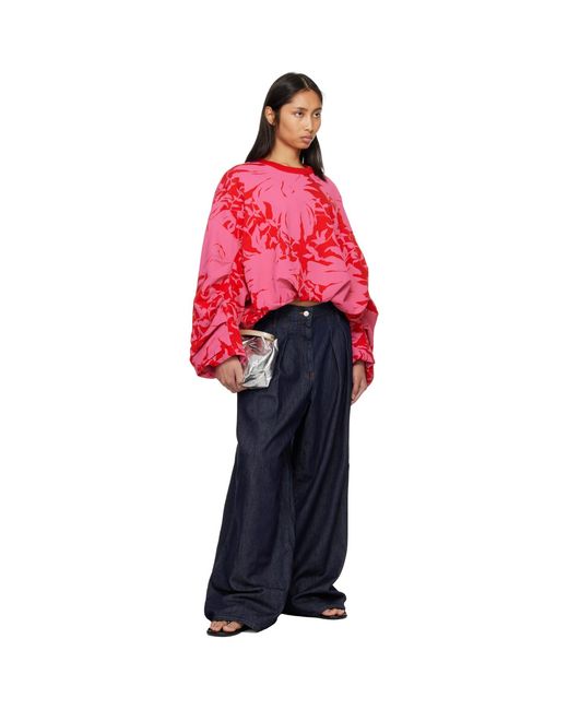 Pull Molletonné Drapé Rouge Et Rose Dries Van Noten en coloris Pink