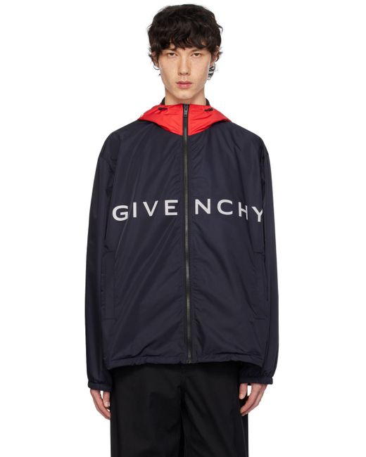 Givenchy Blue Navy Hooded Jacket for men