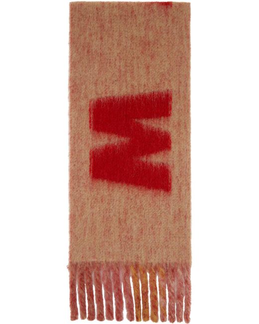 Marni Red Multicolor Logo Scarf for men