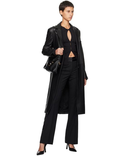 Helmut Lang Black Tailored Leather Coat