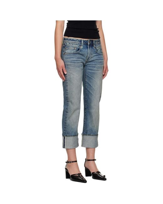 R13 Blue Cuffed Boy Straight Jeans