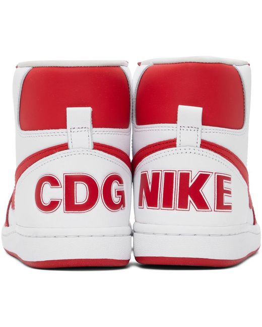 Comme des Garçons Red & White Nike Edition Terminator High Sneakers