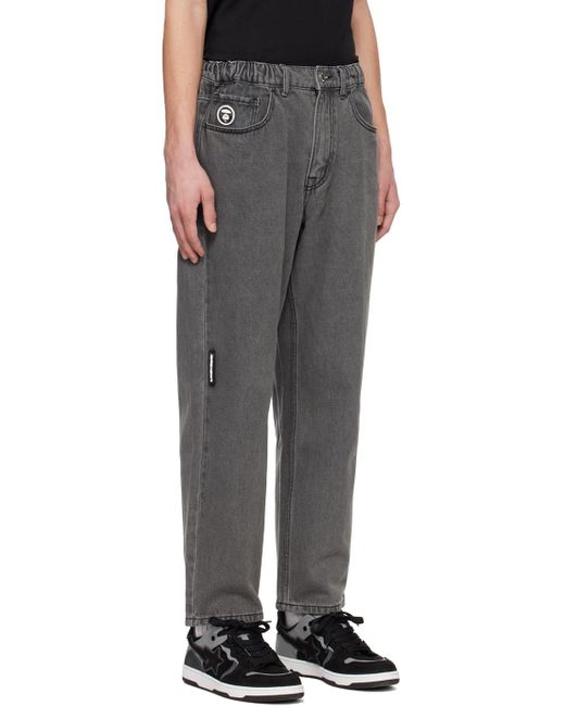 Aape By A Bathing Ape Black Moonface Patch Jeans for men