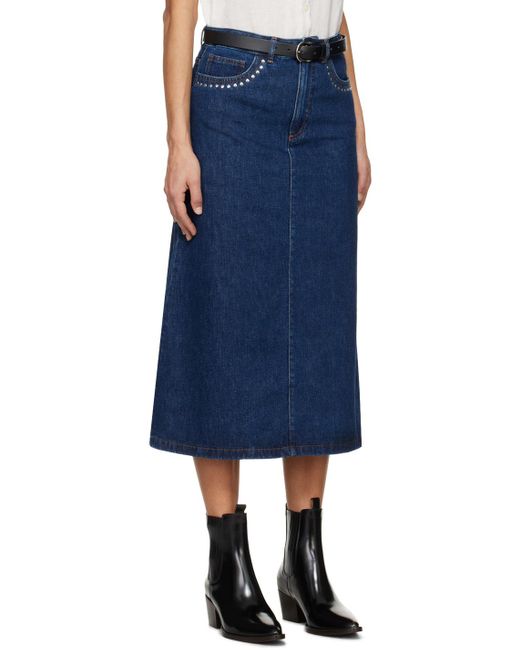 A.P.C. Blue . Indigo Redwood Denim Midi Skirt