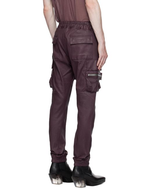 Rick Owens Red Purple Mastodon Leather Pants for men