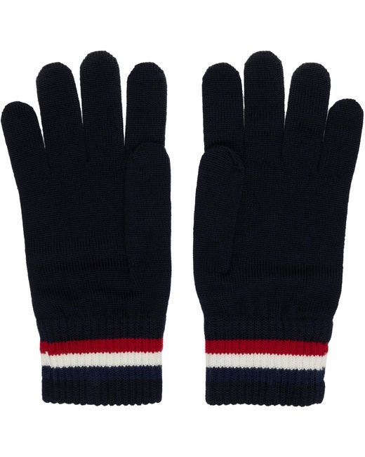 Moncler Blue Tricolor Wool Gloves for men