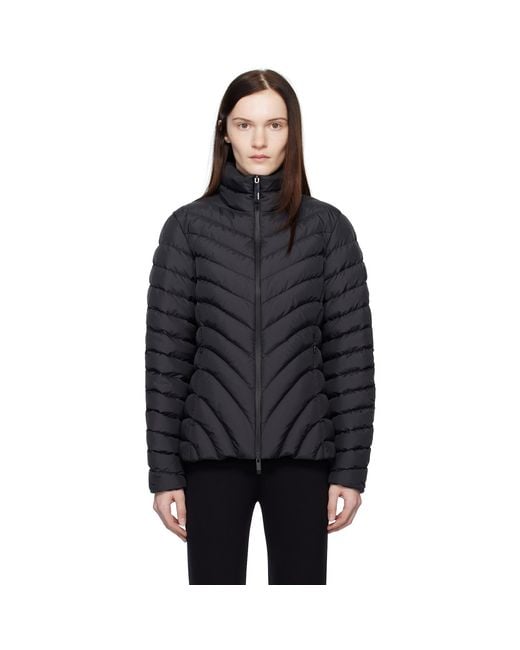 Moncler Black Grange Diagonal-Quilted Short Down Jacket