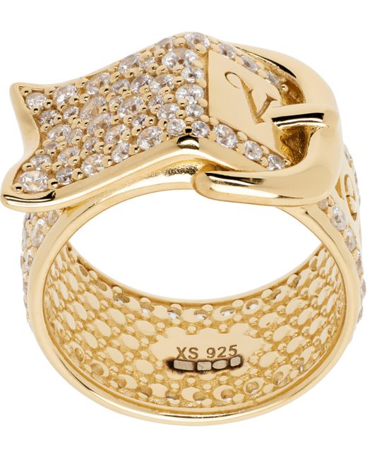 Vivienne Westwood Metallic Pave Belt Ring for men