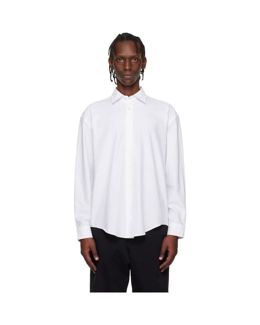 Boss White Embroidered-Logo Shirt for men