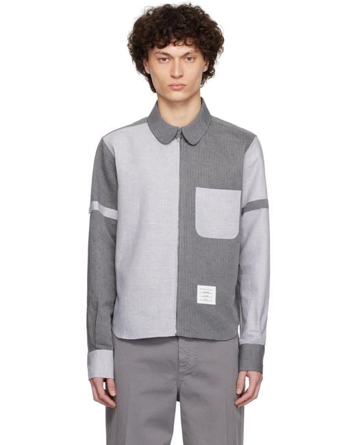 Thom Browne Black Round Hem Rc Zip Up Shirt for men