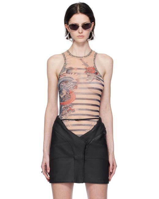 Jean Paul Gaultier Black Beige Mariniere Bodysuit