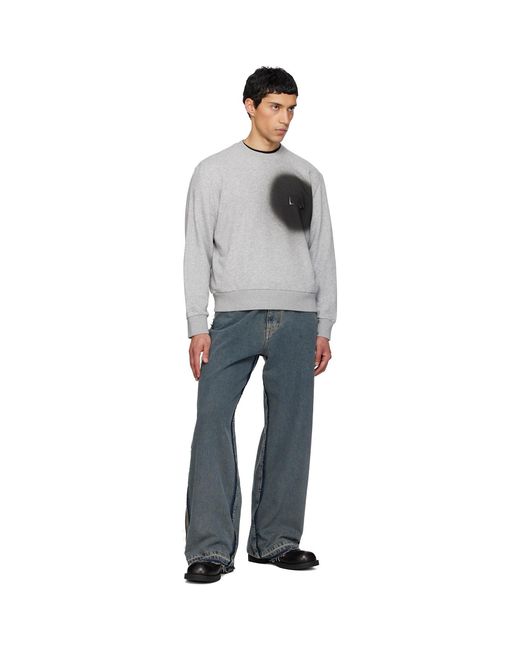 MM6 by Maison Margiela Gray Spray Print Sweatshirt for men