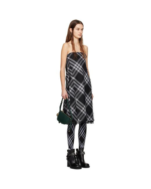 Burberry Black Midi Dress With Check Pattern