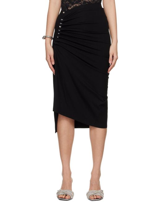 Rabanne Black Asymmetric Midi Skirt