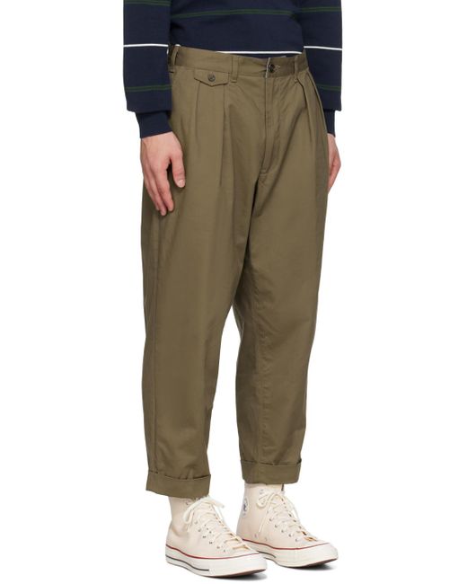 Beams Plus Green Pleated Trousers for men