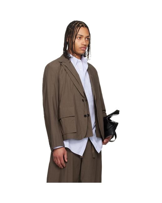 Sacai Black Khaki Cotton Typewriter Blazer for men